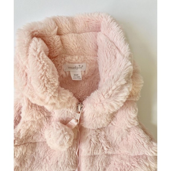 Mud Pie Pink Faux Fur Vest - Picture 2 of 3
